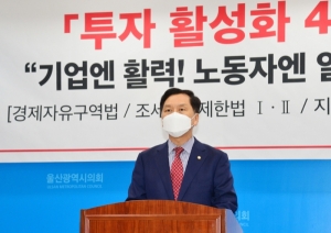 김기현, 울산 경제 살리는 투자 4법 대표 발의
